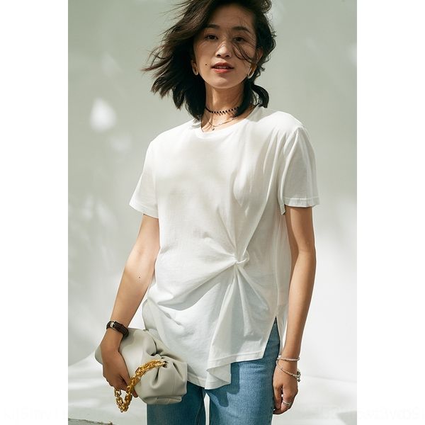 

vz5ow pure cotton white t-shirt short sleeve kink waist closing coat korean trend t-shirt loose women's 2020 new vdjdn