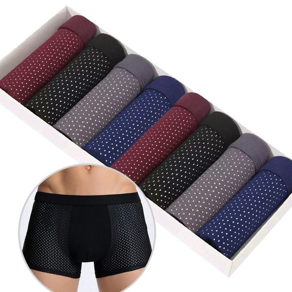 /lot Boxer Männer Eis Seide Atmungsaktive Bambus Unterhose Homme Mann Sexy Mesh Boxer Shorts Bequeme Stamm Unterwäsche Plus LJ201110