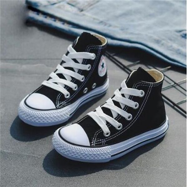 

spring kids for girl canvas 2020 boys sneakers autumn girls white high solid fashion children shoes, Black;red
