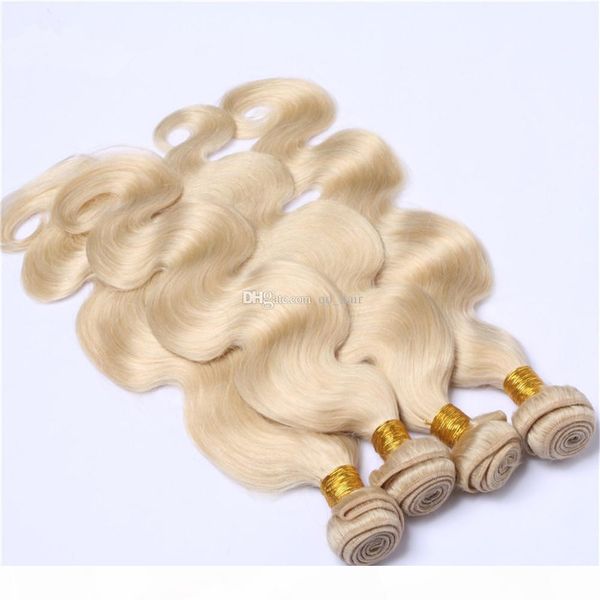 

brazilian blonde #613 human hair 4 bundles pure color double wefted body wave #613 brazilian human hair extensions 4pcs lot, Black