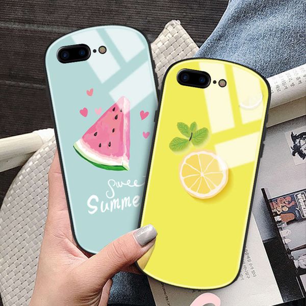 

se7 mobile phone case vip 8plus glass oval arc 8 female fashion cartoon cute upscale malevgt