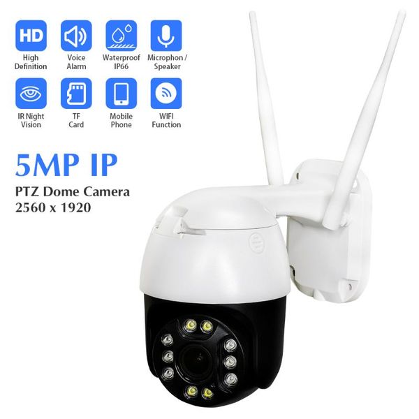 

outdoor ptz speed dome 5mp/2mp ip camera wifi app with 2-way audio ir night vision security auto focus surveillance cameras