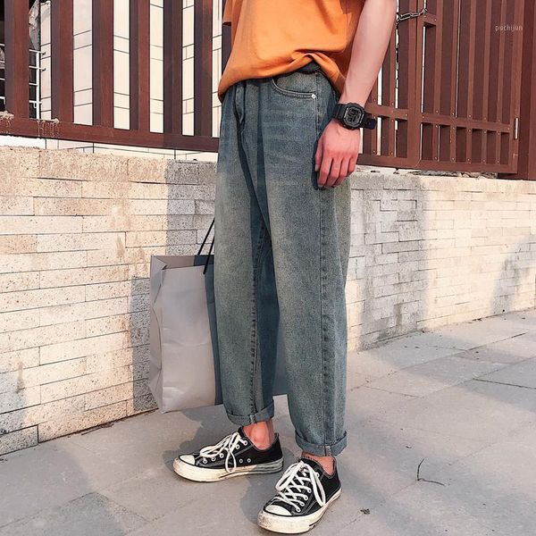 

summer new jeans men fashion retro washed casual denim pants man streetwear wild hip hop loose trousers jeans male clothes1, Blue
