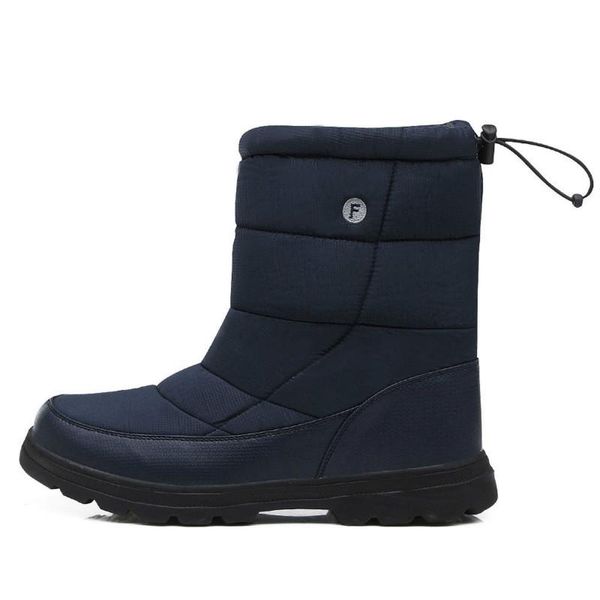 

non-slip lightweight men's boots winter mid-calf warm cotton-padded shoes with velvet snow boots waterproof outdoor sneakers, Black