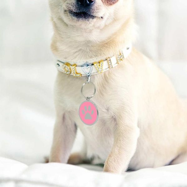 

8pcs/lot stainless steel custom pet dog cat id tags designers round paw personalized 8pcs/lot s bbymvt