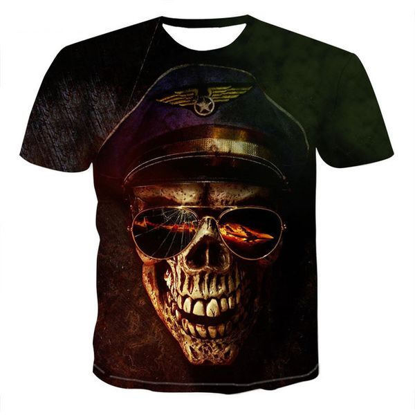 

skull demon theme horror 3d summer boy clothing 3d print shirts horror plus size plus size men clothing