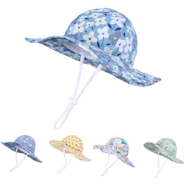 

adjustable fashion bucket hat baby girl clothes summer fisherman hats flower sun protection caps kids boys beach baseball cap, Yellow