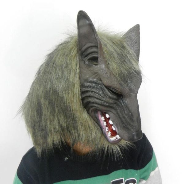 

1pc halloween creepy animal full head grey latex werewolf wolf mask