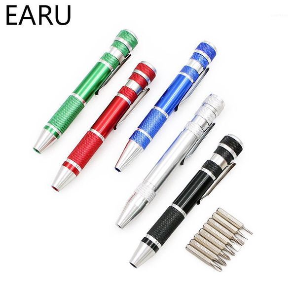 

multifunction 8 in 1 mini aluminum precision pen screw driver screwdriver set repair tools kit for cell phone hand tool set1