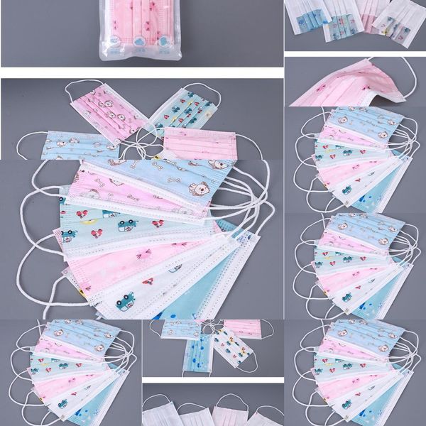 

student kids disposable face mask with elastic ear loop 3 ply breathable for blocking dust air anti pollution masks designer fashion 1 cfg2#