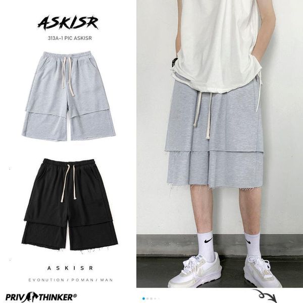 

man fake 2 piece hip hop shorts mans summer street-style fashion casual sweatpants male oversize 2020 sports shorts1, White;black