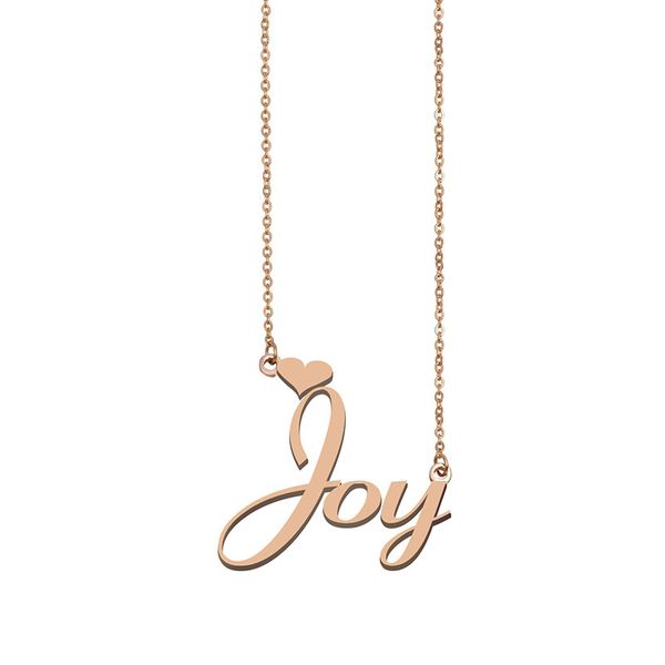 

joy name necklaces pendant custom personalized for women girls children friends mothers gifts 18k gold plated stainless steel, Silver