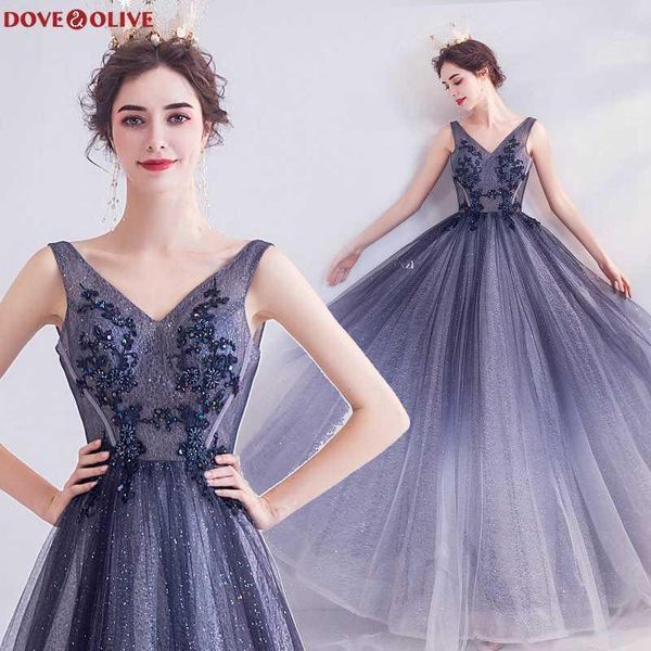 

gradient blue sequins prom dresses 2020 v-neck sleeveless elegant formal party long beading crystal evening gowns vestido festa1, White;black