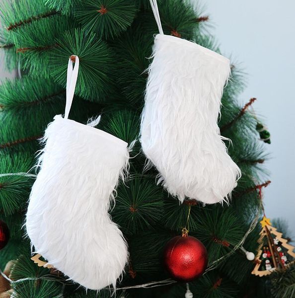 

рождественский чулок лоскутных носки xmas конфета подарки сумка кошелек для хранения упаковки украшения boutique белых плюшевых рождественск
