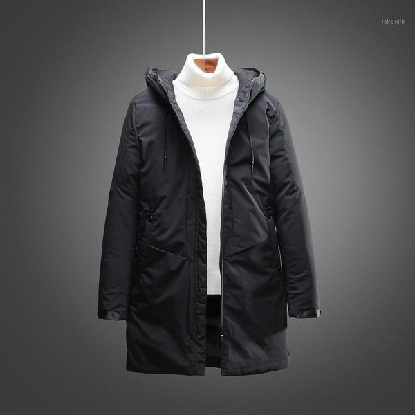 

men's winter long cotton-padded men's down cotton-padded jacket parkas hooded coat down cotton suit windbreaker1, Black