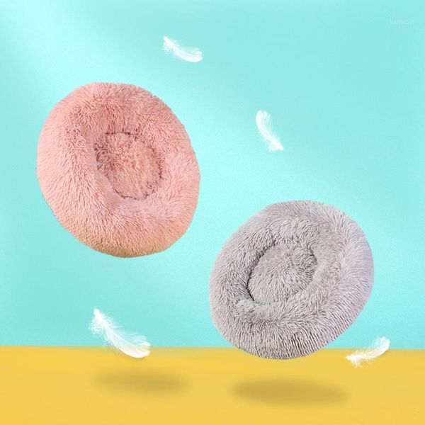 

round cat dog beds house soft winter warm long plush pet basket pets products cushion pad nest mat animals sleeping kennel1