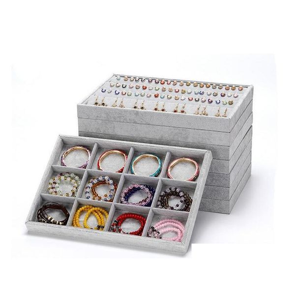 

velvet jewelry tray jewelry display holder bracelet ring earring jade pendant box case jewelry storage organizer 0hxr4, Black