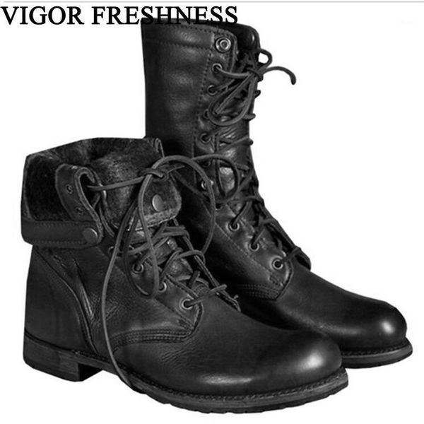 

boots vigor freshness shoes woman flat winter ladies motorcycle autumn women dress sizes 47 48 my3611, Black