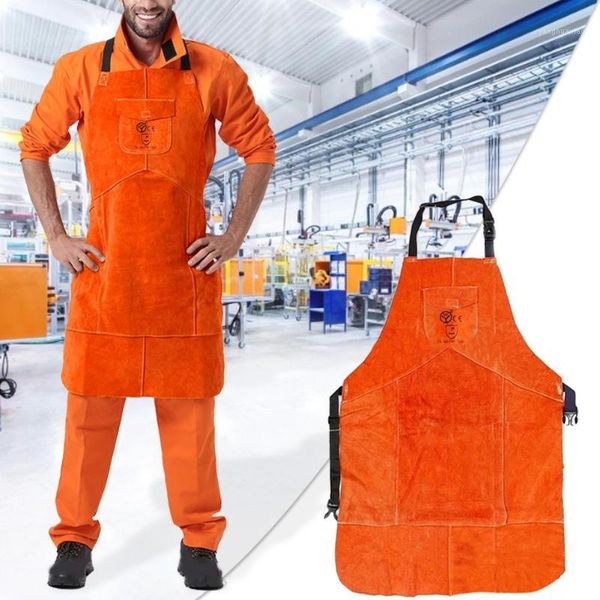 

aprons 90x60cm welding apron wear-resistant cowhide protective clothing flame-resistant cover for clothes protector1