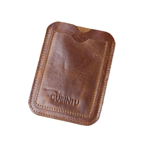

2021 leather badge holder 2 card slots , premium leather id holder for office school id, credit cards, driver lic, Brown;gray