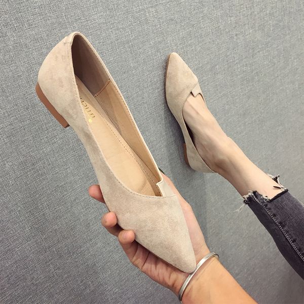 

women flats flock leather pointed toe solid color apricot plus small size 31 32 33 34 big size 42 43 44 45 lady flat heel shoes 1006, Black;white