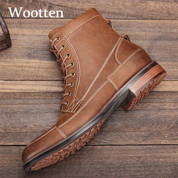 

plus size 8-12 boots men brand ankle boots autumn comfortable fashion vintage leather boot men winter shoes lj201023, Black