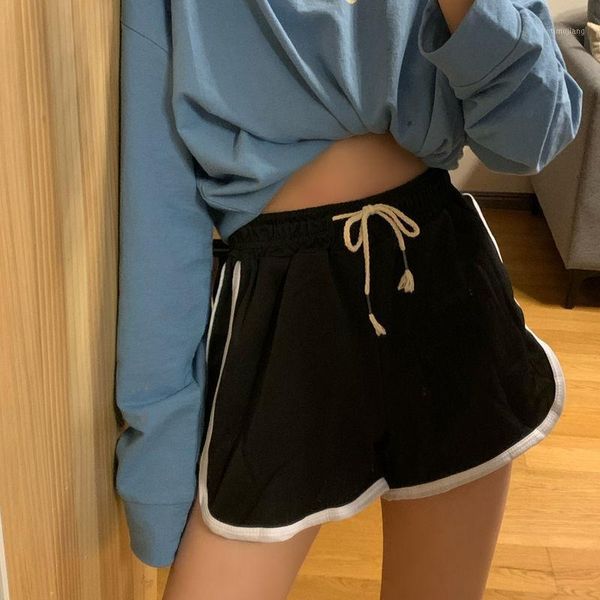 

wide leg yoga shorts high waisted women korean style loose lounge breathable buttery soft high-intensity gym training shorts1, White;red