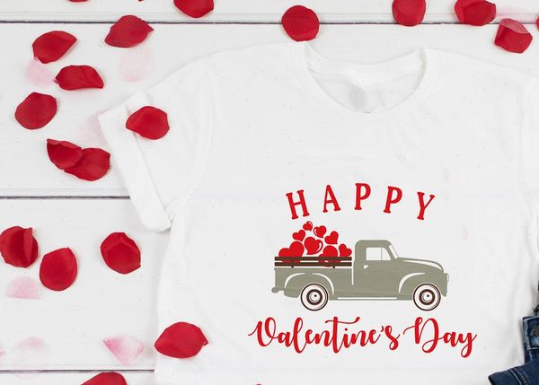 

happy valentines day truck shirt valentines t shirt womens tumblr graphic tee shirt clothes fashion valentine gift for her, White