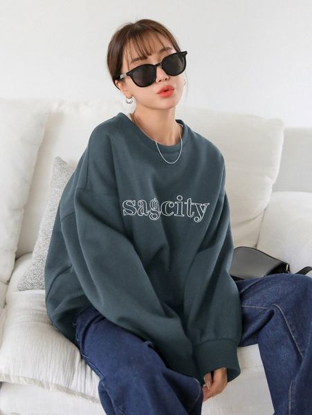 

dazy letter graphic drop shoulder oversized sweatshirt h1k1#, White;black