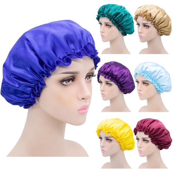 

beanie/skull caps muslim women night sleep cap satin elastic bonnet hat for hair care head cover adjust loss beanies skullies islamic, Blue;gray