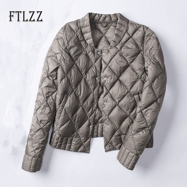 

new autumn winter white down jacket mujer women short parkas diamond ultra light coat female plus size underwear outerwear 201120, Black