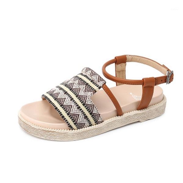 

siddons ethnic style women flats sandals casual women's summer beach shoes open toe ankle buckle strap female gladiator sandals1, Black