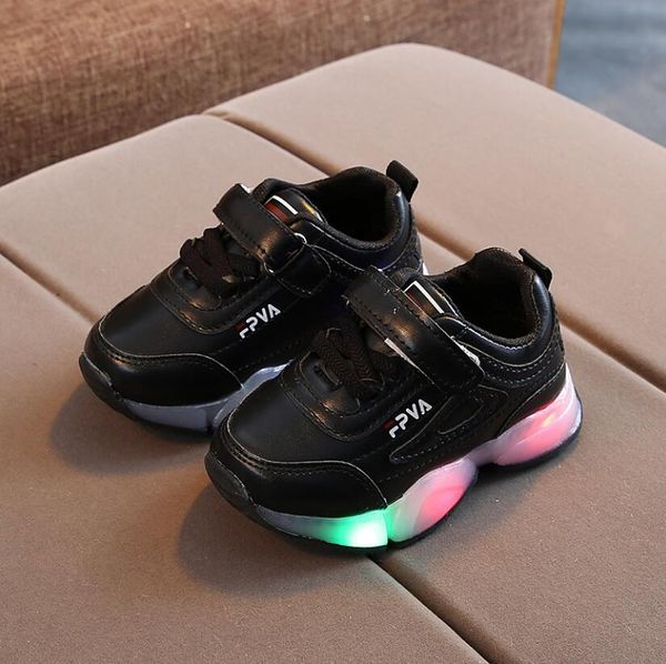 

child sport shoes spring luminous fashion breathable kids boys net shoes girls sneakers with light running shoes bbyrwu bdetoys, Black