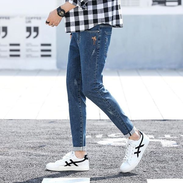 

n2eol джинсы мужские тощего корейского брюки летних тонкие брюки 2020 новых моды случайных брюки тонкие пят случайной мужские utnqw, Blue