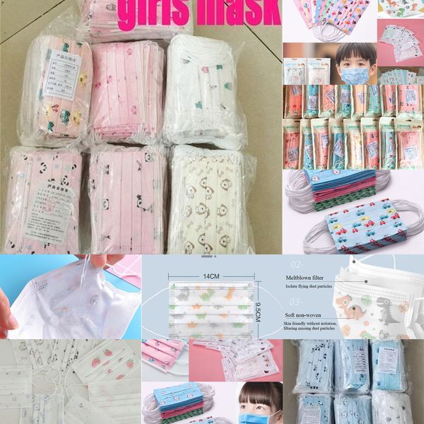 

kid designer mask facemask mouth child kids face shields masks 10pcs/pack disposable 3layers children protective fashion okp4q