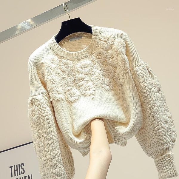 

turtleneck sweater female fall/winter wear 2019 new korean loose joker short knitted shirt lantern sleeve sweater pull jumper1, White;black