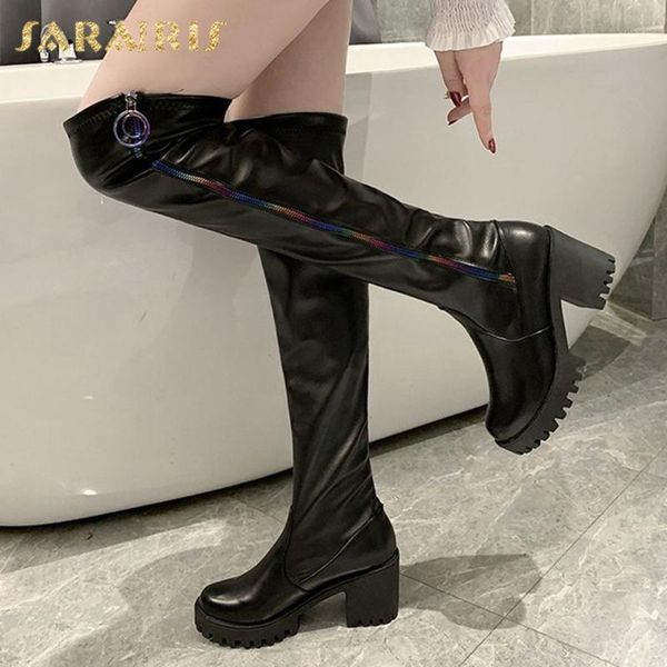 

boots sarairis 2021 fashion warm plush dropship women shoes platform skidproof comfy trendy thigh high boot lady1, Black