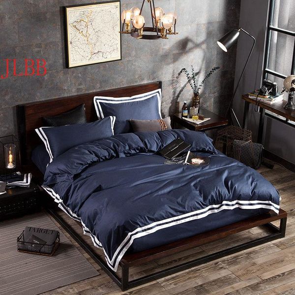 

spring stripe 100% cotton bedding set l solid bed linenset 4pcs/set fitted flat sheet duvet cover pillowcase king bedclothes
