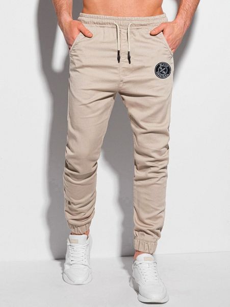

men letter patched drawstring waist joggers 76bv#, Black