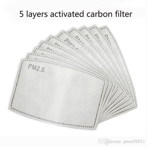 

carbon pm2.5 activated filter layers 2pcs/lot anti haze 5 mouth masks replaceable filters for activa