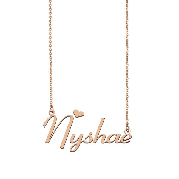 

nyshae name necklace custom nameplate pendant for women girls birthday gift kids friends jewelry 18k gold plated stainless steel, Silver
