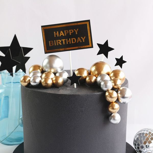 

cake ins cool wind silver golden ball plug-in and baking ornament cake decoration ins cool wind silver golden ball plug-in accessories and a