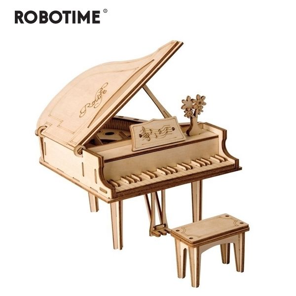 

robotime diy 3d laser cutting wooden grand paino puzzle game gift for children kids model building kits popular toy tg402 y200413