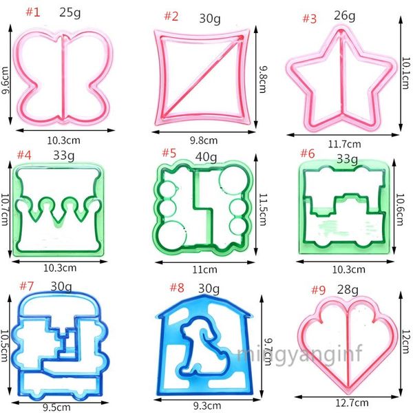 

sandwich cutters for kids, food grade plastic sandwich and bread cutter shapes for bento lunch box, in 13 cute shapes my-inf0534