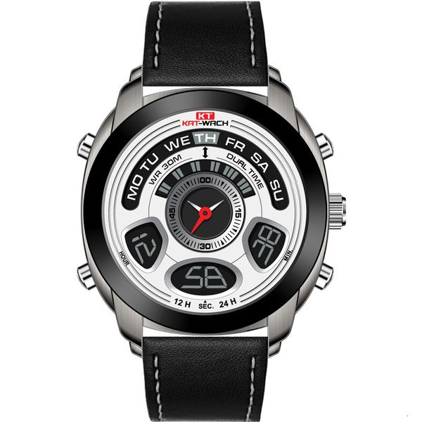 

kat-wach multi-function electronic watch outdoor sports led luminous men's quartz watch luminous waterproof men male, Slivery;brown