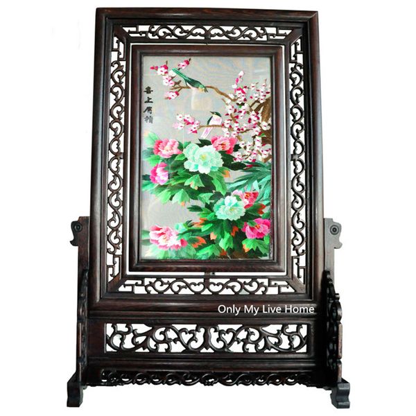 

chinese office desk accessories decorations home decor ornaments silk hand embroidery patterns works with wenge wooden frame wedding gift