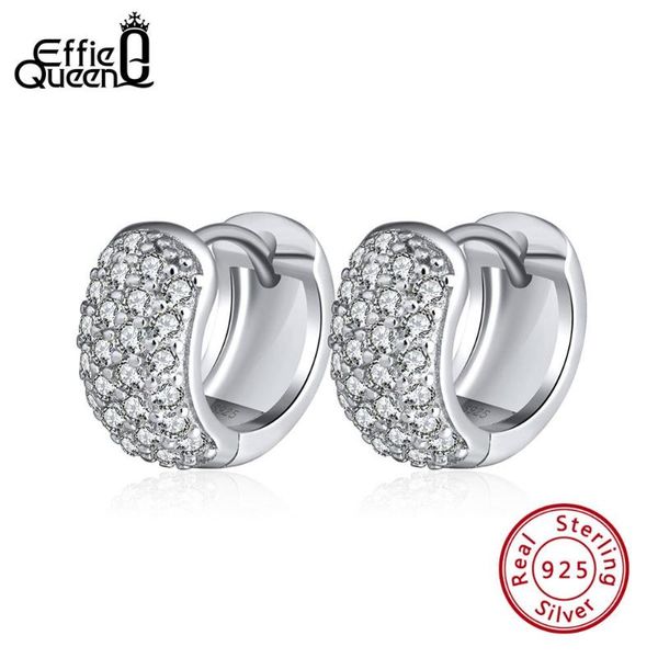 

effie queen 925 sterling silver earrings for women with zircon round 11mm hoop earrings vintage silver jewelry 2020 gift be101, Golden;silver