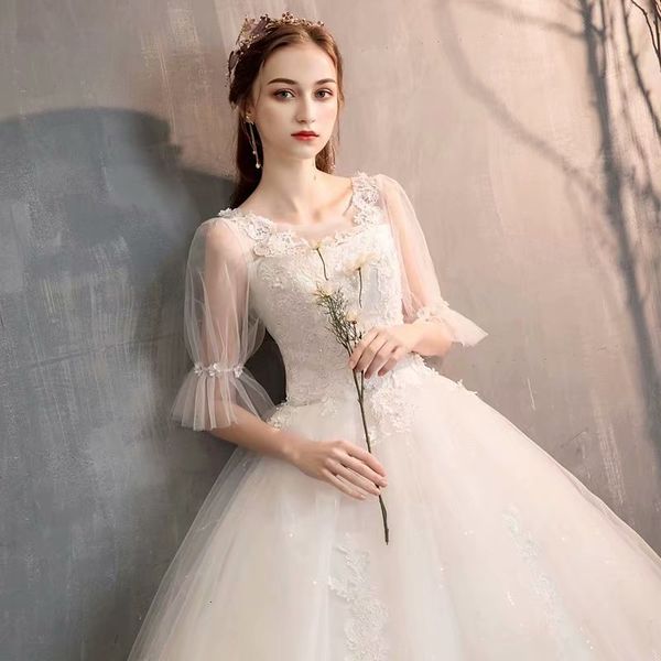 

2021 new dress bride, robes dressed as wedding robes, line lace-up robe half a sleeve yn9x, Blue;red