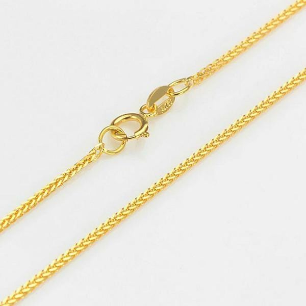 

chains fine pure au 750 18kt yellow gold chain 1mmw women wheat link necklace 18inch 1.5-2g1, Silver