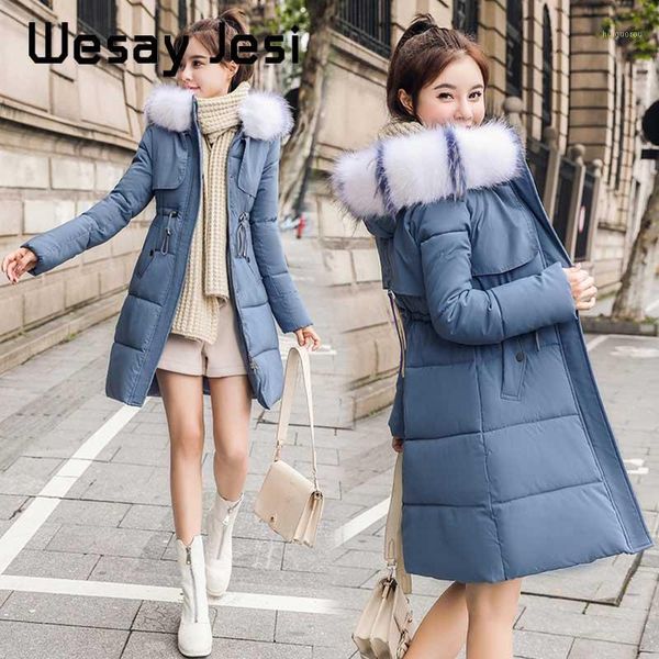 

women parkas 2020 new winter fur inside jackets coat thick warm big fur hooded parkas coat solid jacket female outwear coats1, Black